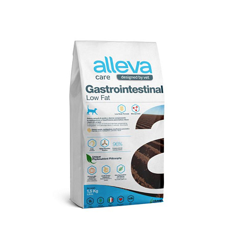 Alleva (Аллева) Care Gastrointestinal Low Fat сухой корм для кошек при заболеваниях ЖКТ, 1,5 кг