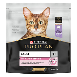 PRO PLAN (Про План) DELICATE DIGESTION сухой корм для взрослых кошек с индейкой, 400 г
