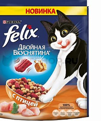 FELIX Двойная вкуснятина сухой корм для взрослых кошек с птицей 600 г