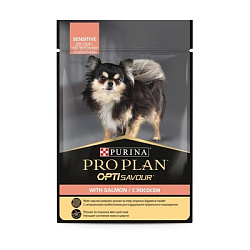 PROPLAN Влажный корм для взрослых собак с чувствительным пищеварением Лосось в соусе 85г 12493561
