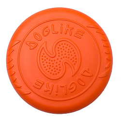 Игрушка для крупных пород Летающая тарелка большая оранжевая, ДОГЛАЙК