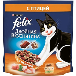 FELIX Двойная вкуснятина сухой корм для взрослых кошек с птицей 200 г