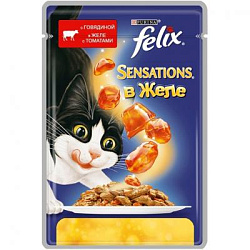 FELIX Sensations влажный корм для взрослых кошек в желе курица/морковь 75 г