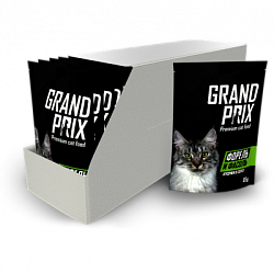 GRAND PRIX CAT влажный корм для кошек кусочки в соусе Форель и фасоль 85г пауч (24)