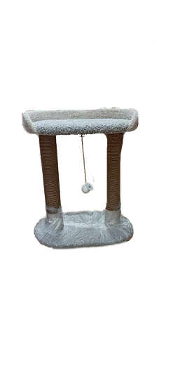 Когтеточка с двумя столбами,(лежанка с борт) 50*30*60 см, лежанка 45*27 см КОВРОЛИН "Рыжий кот"