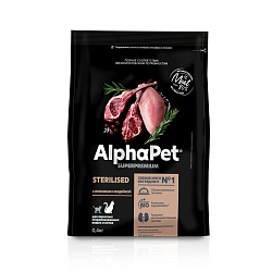 ALPHAPET (АльфаПет) корм сухой для взрослых стерилизованных кошек ягненок и индейка 400 г