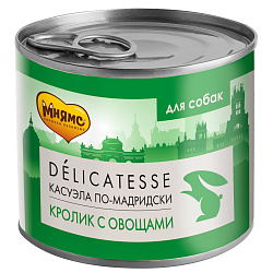 Мнямс delicatesse консервы для собак всех пород “Касуэла по-мадридски” (кролик с овощами) 200 г