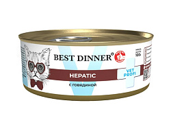 BEST DINNER(Бест Диннер)Vet Profi Hepatic влажный корм для кошек при болезнях печени с говядиной100г