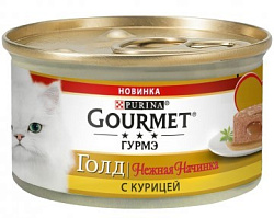 GOURMET GOLD Нежная начинка влажный корм для кошек нежная начинка с курицей 85г 12364165/12348455