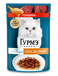 GOURMET PERLE Соус Де-Люкс влажный корм для взрослых кошек роскошный соус с телятиной 75 г
