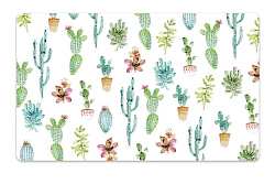 TARHONG Коврик под миски "Cactus", белый с рисунком, 48х29см