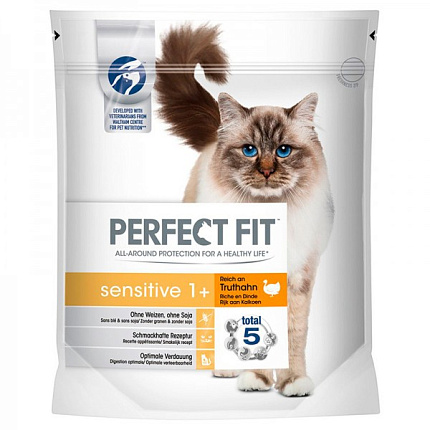 PERFECT FIT SENSITIVE сухой корм для кошек с чувствительным пищеварением с индейкой 190 г 