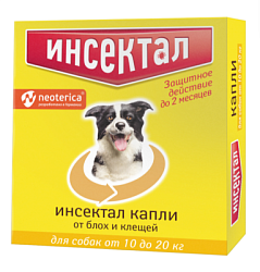 Инсектал капли от клещей и блох для собак 10-20 кг N103 (Неотерика)