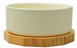 Миска керамическая Bamboo белая на бамбуковой подставке 470 мл Mr.Kranch 