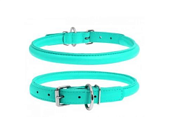 Ошейник WAUDOG Glamour кожа с QR паспортом, круглый, Д 10 мм, Дл 33-41 см ментоловый 350513