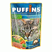 PUFFINS влажный корм для взрослых кошек рыбное ассорти в нежном желе 100 г пауч 60363