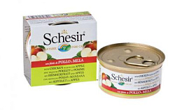 Schesir консервы для кошек куриное филе и яблоки 75 г 60449