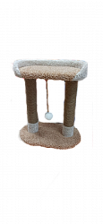 Когтеточка с двумя столбами лежан с борт. 70*42*80 см,верх. леж. 64*38см КОВРОЛИН/Серый "Рыжий кот"