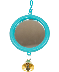 Дарэленд Зеркало д/птиц, большое круглое с колокольчиком 5018бирюз