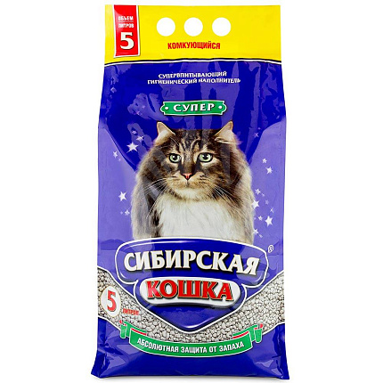 Наполнитель Сибирская кошка Супер комкующийся 5 л 00013000/00023900