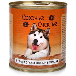Собачье счастье влажный корм для собак  птица с потр в желе ж/б 750 г