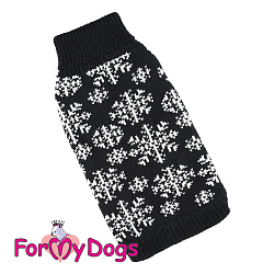 FOR MY DOG Свитер вязаный"Снежинки" черный (16-18) FW966-2021 