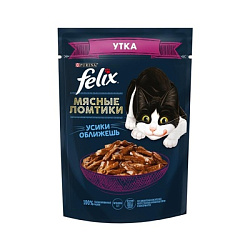 FELIX Мясные ломтики влажный корм для взрослых кошек Утка 75г