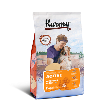 KARMY Актив Медиум и Макси индейка для собак, подверженных повышенным физическим нагрузкам 14 кг 