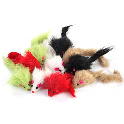 Игрушка для кошек "Мышь" меховая цветная 5,5 см Чистый котик