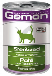 Gemon Cat Sterilized консервы для стерилизованных кошек паштет индейка 400 г 70299954