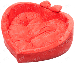 Лежанка в форме сердца имитация замши красная 50*45*17 см Soft heart DS red 2 11102052