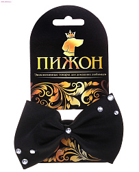 Бантик атлас со стразами (черный) 10,5*6,5 см 613161