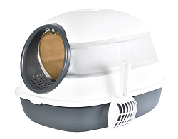 Туалет-домик для кошек Compact, складной, совок и фильтр в комплекте,54х42х40 см, серый/белый Pet-it