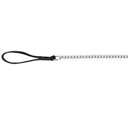 Поводок-цепь металл 100 см/3мм с кож ручкой, черный 14042 Trixie