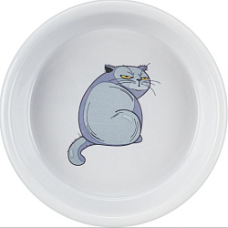 Миска с рисунком "Кот", керамика, 0.25 л 13 см, серый 24652 Trixie
