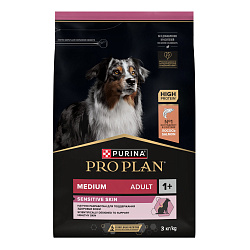 PRO PLAN (Про План) SENSITIVE SKIN для взрослых собак средних пород с лососем, 3 кг