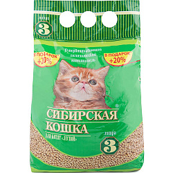 Наполнитель Сибирская кошка для котят Лесной древесные гранулы 3 л