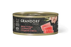 Grandorf FRESH консервы для кошек филе тунца с куриной грудкой в желе, 70 г