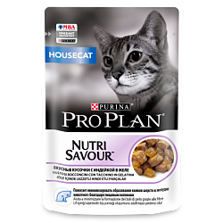 PROPLAN CAT HOUSECAT  Nutri Savour вкусные кусочки в желе с индейкой 85 г 