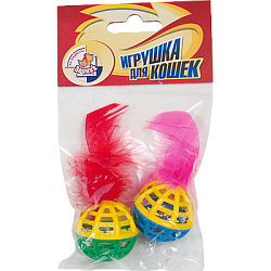 Игрушка "Погремушка с бубенчиком и пером" 2шт 1649 Зооник