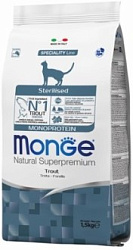 Monge Cat Monoprotein Sterilised Trout сухой корм для стерилизованных кошек с форелью 1,5кг 70005494