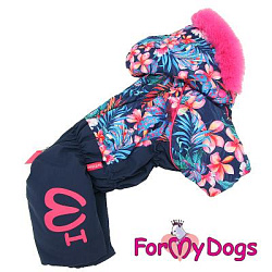 FOR MY DOGS Комбинезон черно/розовый "Цветы"для девочек р-р 10