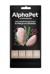 ALPHAPET (Альфапет) лакомство крем-суп для кошек курица и клюква, 48 г