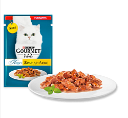 GOURMET PERL Желе де-Люкс влажный корм для взрослых кошек говядина 75 г 12425090
