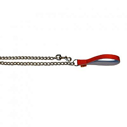 Поводок-цепь с нейлон ручкой "Dog Extreme" "2"длина 1,15 м ,мелкие породы, цвет красный 43573