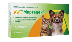 Миртацен таблетки 1,88 мг 10 таб для собак мелких пород и кошек, Апиценна