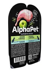 ALPHAPET (АльфаПет) влажный корм для собак с чувствительным пищеварением кролик и яблоко 100 г