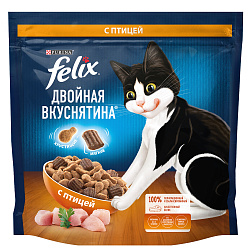 FELIX (Феликс) корм сухой для взрослых кошек Двойная Вкуснятина с птицей 600 г