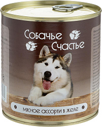 Собачье счастье консервы Мясное ассорти в желе 410 г