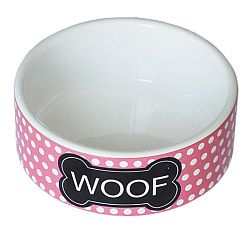 Миска керамическая бело-розовая "Woof" 12,5*5см  31723